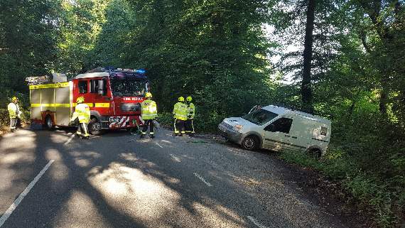 Facebook/Kingsbridge Police: The driver spent some time hanging over the edge, only a foot on the brake preventing catastrophe