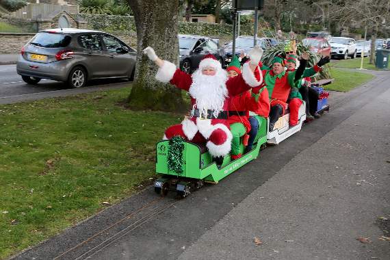Santa arrives on the little train