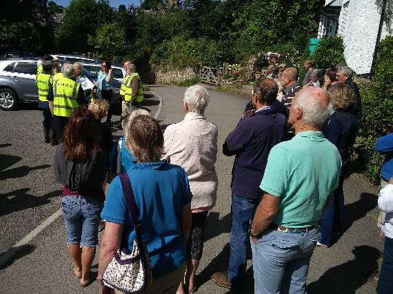 A site visit with SHDC councillors earlier this year, villagers interested in the development look on