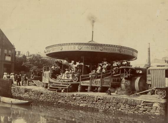 A Merry-go-Round at Kingsbridge Quay which was burnt down by suffragettes in 1913