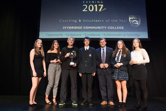 Coaching and Volunteer Award recipients Maisie Watts, Alice Kellet, Paul Butcher, Jack Oatway, Maddie Negus and Lydia Dodds, with Andy Birkett