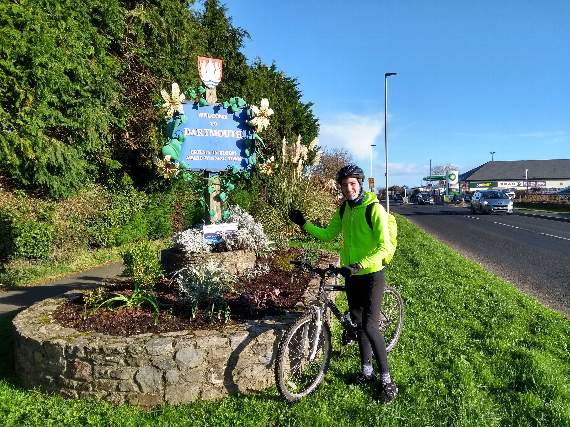 Olly as he made it to Dartmouth - half way