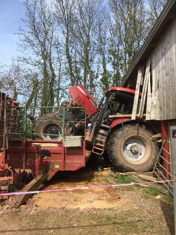 The damage caused by the tractor after Jason was thrown out