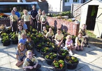 Floral displays decorating the town