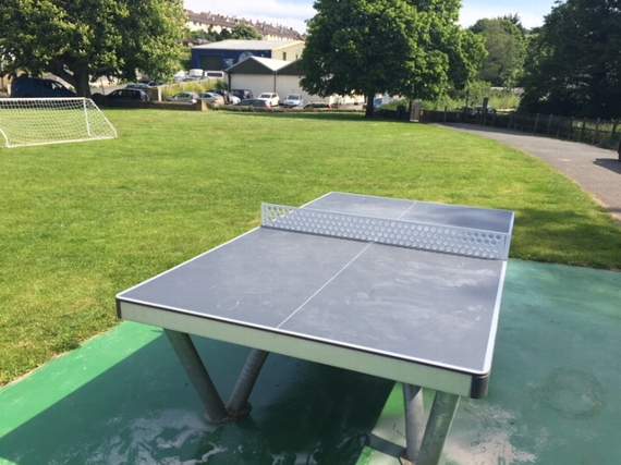 The new permanent table tennis table in the Recreation Ground