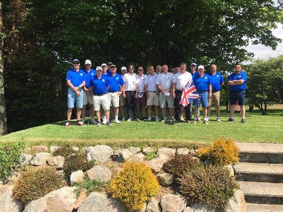 Thurlestone Dartmoor League team (blue) with Tavistock’s team (in white)