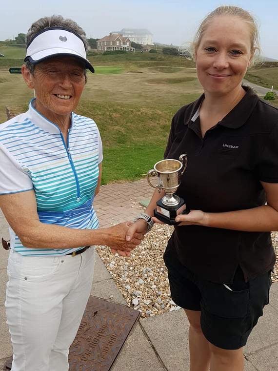 Jennifer Roberts with Gill Hicks, who won the Scratch Match Play Cup