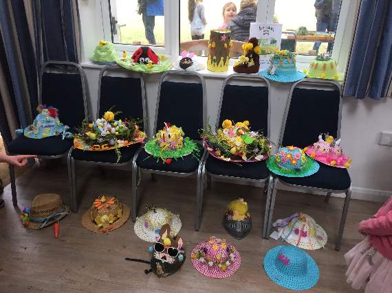 The children's Easter crafts on display