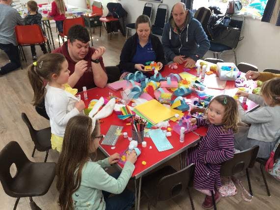 Crafting with the parents, staff and children