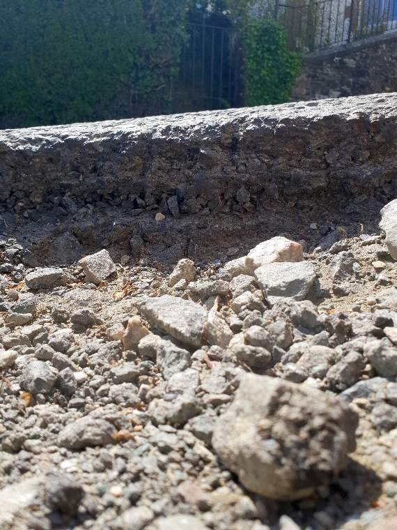 The depth of the pothole