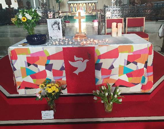 The alter set up in Holy Trinity Church, Salcombe