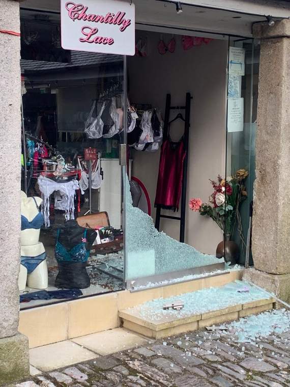 Chantilly Lace with a smashed window