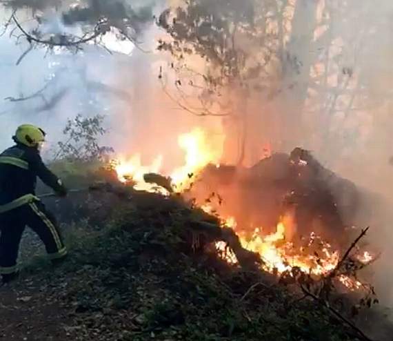 Kingsbridge fire crews were on the scene at the weekend, battling the fire. Picture by Kingsbridge Fire Station