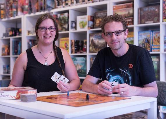 Rachel and Adam Taylor in the shop