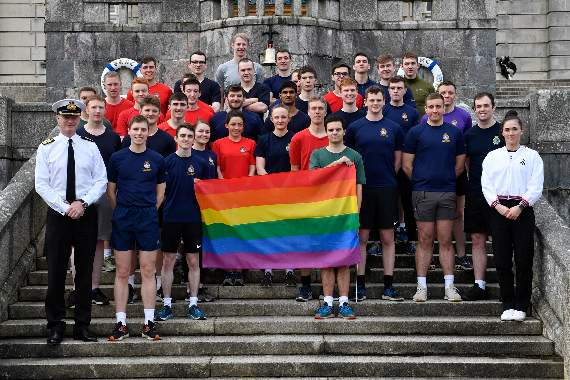 Far left, front row) Capt Roger Readwin and organiser of the charity run, cadet John Hawke - Crown Copyright/Craig Keating