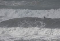 Champion surfer Noah Capps tackles giant wave at Bigbury
