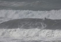 Champion surfer Noah Capps tackles giant wave at Bigbury