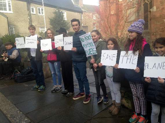 Totnes Progressive School students staged a smaller protest in Totnes