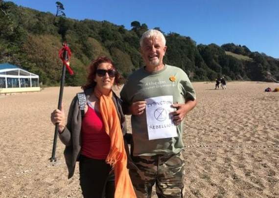 The Stoke Fleming couple are demanding urgent action on climate change (Credit: Emily Baker)
