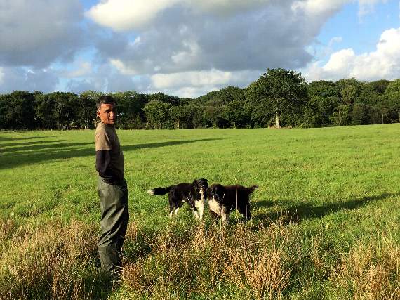 Farmer Sivalingam Vasanthakumar with his dogs. Picture credit: Kumar’s Dosa Bar /SWNS
