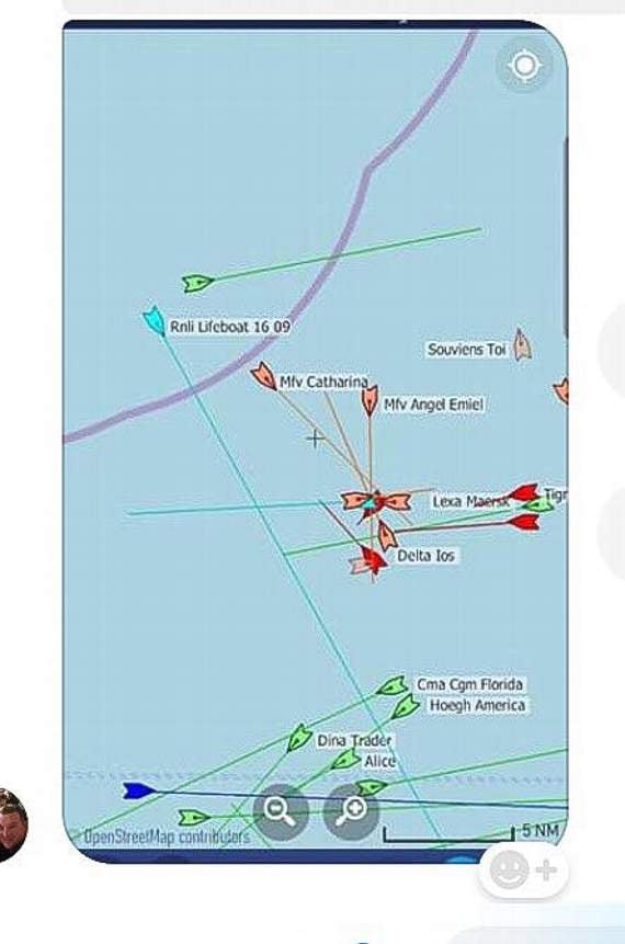 Boats at the incident this morning. Courtesy Alan Letcher, Brixham Fish Town/Facebook