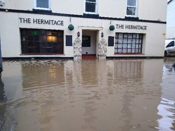 Flood water outside of the Hermitage