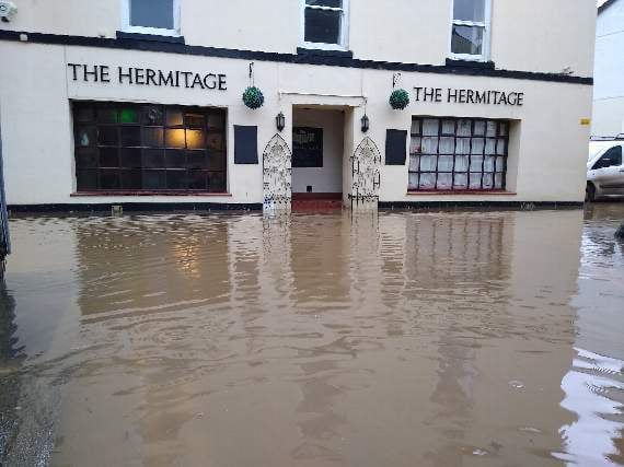 Flood water outside of the Hermitage