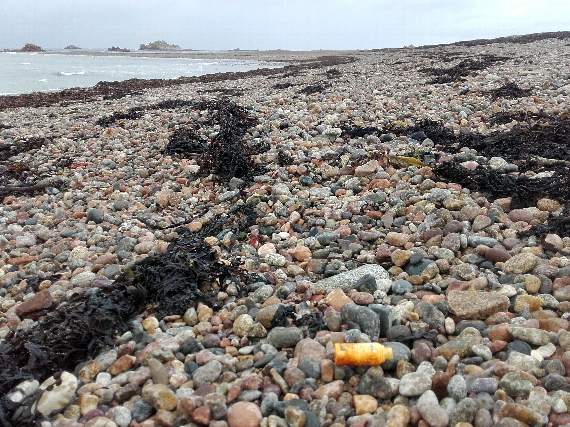 A bottle that was found on the beach at Sillon de Talbert, Brittany