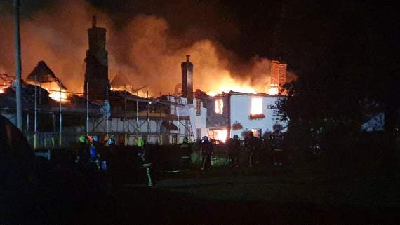 The fire could be seen from several miles away