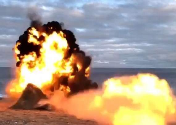 The bomb from the Second World War is detonated (Credit: Kingsbridge Police)
