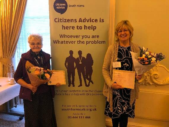 Lesley Crooks (left) and Vivienne Oxley with their long service awards (Credit: Kristen Bounds)