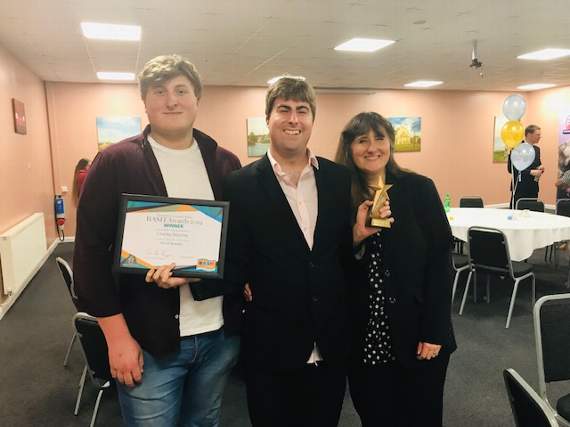 (from left) Charley’s brother, Danny, Charley, and his mum, Lisa