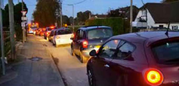 Peak hour traffic queues on Tuesday evening in Chawton Park Road