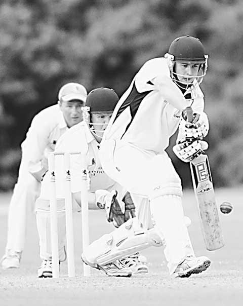 Batsman Arny Searle takes guard for Chagford against Chudleigh on Saturday. Picture by abphotographic.com