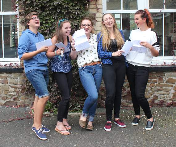 Sixth form leavers Nour Gobara, Lucy Taylor, Summer Dunscombe, Abby Selwyn and Nadia Blaskiewicz