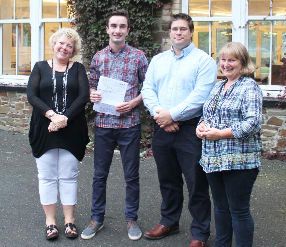 MFL teacher Judith Aliberti, sixth former Pip Mahoney, department head of pastoral Matthew Newitt and exams officer Liz Garnett