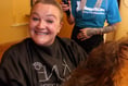 Sally has her head shaved for Hospiscare in tribute to cousin