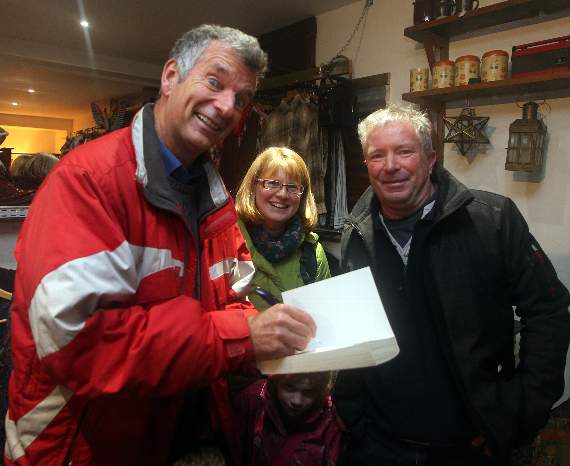 Comedian Tony Hawks (left) who opened the event and signed books.
