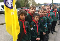 Okehampton and mid Devon scouts gather for Okehampton's St George's Day Parade