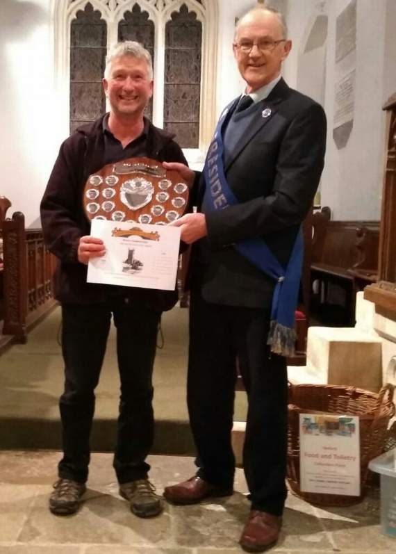 Chagford tower captain Jon Bint being presented with the Percy Rice Shield.