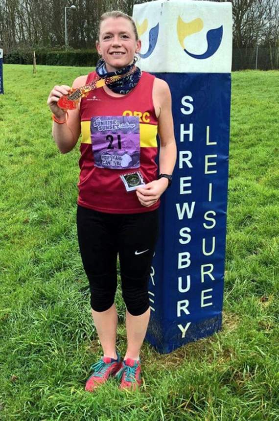 Jo Page after winning the Sunrise to Sunset Half Marathon.