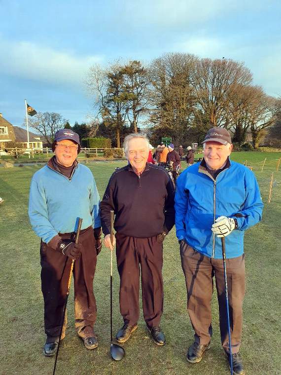 The winning Bowmaker team – Danvers Hough, veterans’ captain John Harding and Brian Williams.