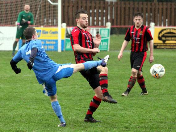 Tavistock (in red and black) in their match against Kingsteignton. Pictures by James Bird