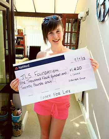 Lauren’s Dance For Life night raised £1,420 for the JLS Foundation to help fight teenage cancer.