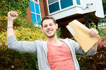 Yes! Gareth Hart from Pembroke celebrates his exam success.