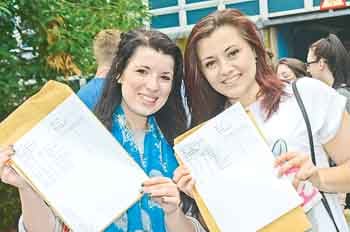 Bronte John and Lillianna Wakeman, both of Pembroke Dock, show off their exam results.
