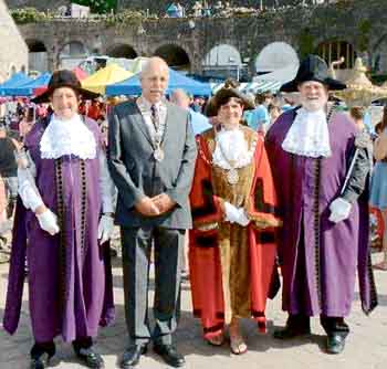 Pictured are the Mayor of Tenby, Clr. Sue Lane, with Rotary Club of Tenby president Peter Oeppen and mace bearers John Morgan (right) and Eric Vokes.