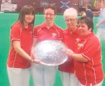 Congratulations to Ysie White, of Whitland, who returned home from the recent Home Internationals in Stanley, Newcastle, with not only a British Isles title to her name, but also a clean sweep of three wins out of three in the series. Ysie and her Radnor IBC colleagues, Paula Summerfield, Kay Martin and Wendy Price, won the fours, while Ysie, Barbara Griffiths (Llanelli), Laura Thomas (Earlswood) and Wendy were unbeaten in their games against Scotland, England and Ireland as Wales came runners-up to England.
