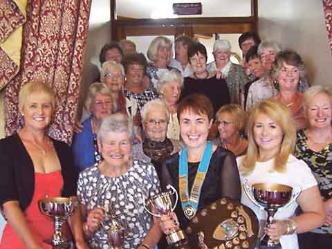 New West Wales Bowling Association president Ceris Hewlings (second from left) with members of Saundersfoot Bowling Club, including fellow county trophy winners Steph Amos, Marion Evans and Gemma Amos in the foreground.