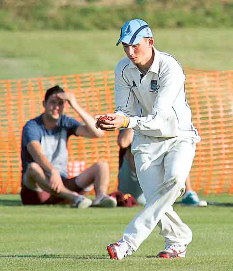 Geraint Jones takes a superb catch on the boundary for Whitland.